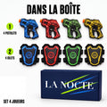Dans la boîte : 4 pistolets et 4 gilets