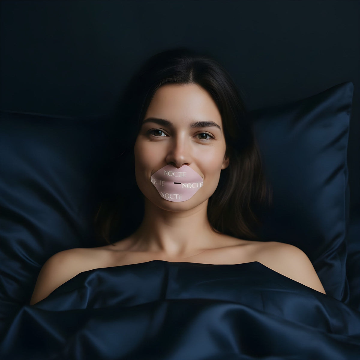 Femme portant le masque lèvres NOCTE, sereine